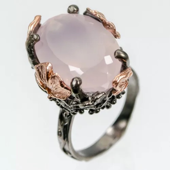 🌸HANDCRAFTED NATURAL ROSE QUARTZ STERLING RING🌸 - Picture 2 of 6